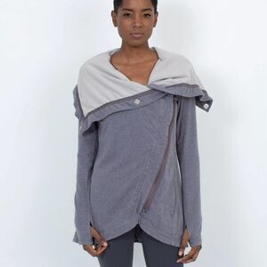 Lululemon ‘Method Wrap’ Gray Cowl Neck Asymmetrical Jacket